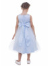 Sky Blue Satin Tulle Tea Length Sweet Flower Girl Dress